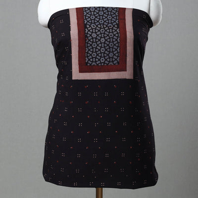 Black - Kutch Block Print Cotton 3pc Ajrakh Dress Material 05