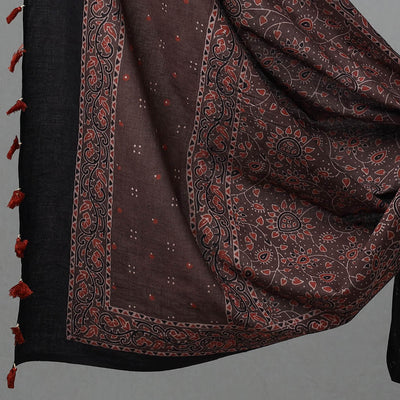 Black - Kutch Block Print Cotton 3pc Ajrakh Dress Material 05