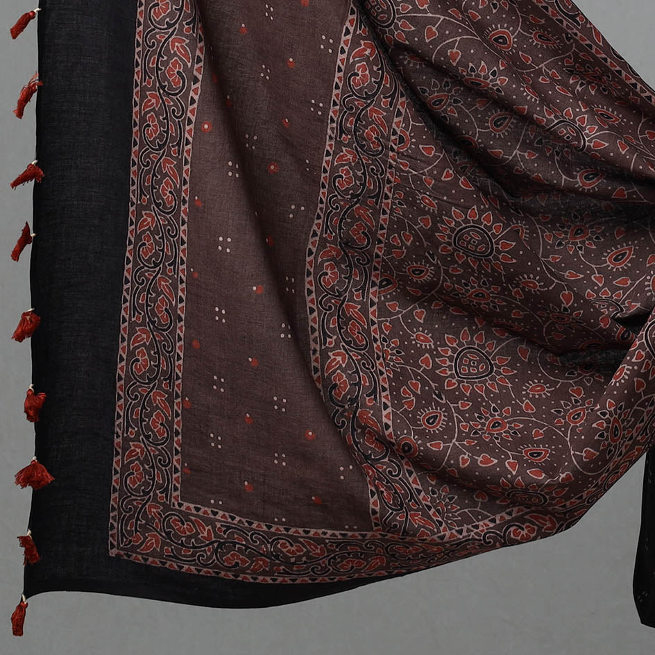 Black - Kutch Block Print Cotton 3pc Ajrakh Dress Material 05