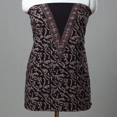 Black - Kutch Block Print Cotton 3pc Ajrakh Dress Material 06