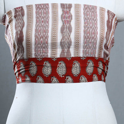 Brown - Rangoli Cotton Sambalpuri Ikat Blouse Material 02
