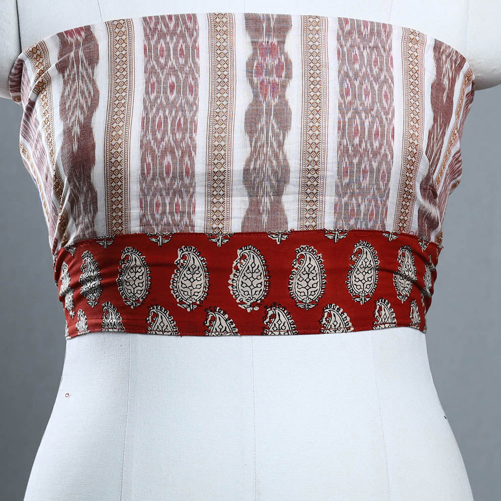 Brown - Rangoli Cotton Sambalpuri Ikat Blouse Material 02