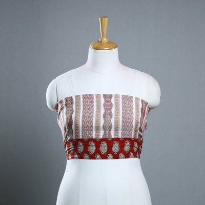Brown - Rangoli Cotton Sambalpuri Ikat Blouse Material 02