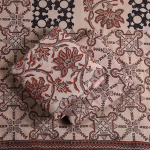 Brown - Kutch Block Print Cotton 3pc Ajrakh Dress Material 02