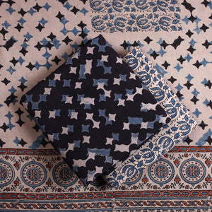 Black - Kutch Block Print Cotton 3pc Ajrakh Dress Material 03