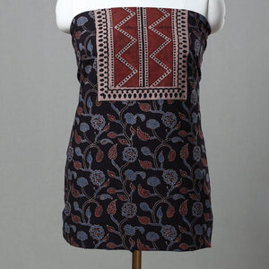 Black - Kutch Block Print Cotton 3pc Ajrakh Dress Material 08