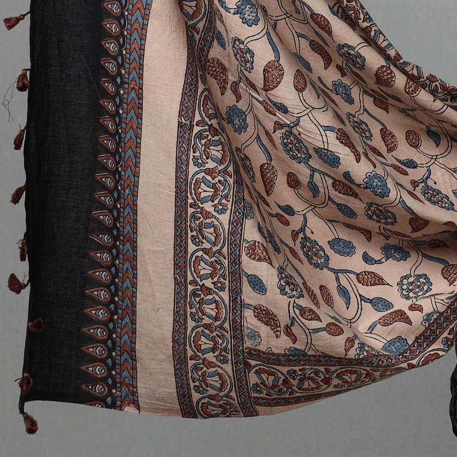 Black - Kutch Block Print Cotton 3pc Ajrakh Dress Material 08