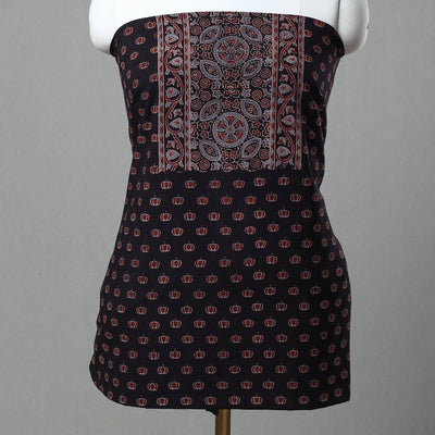 Black - Kutch Block Print Cotton 3pc Ajrakh Dress Material 09