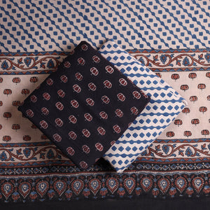 Black - Kutch Block Print Cotton 3pc Ajrakh Dress Material 09