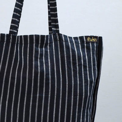 Black - Jhiri Pure Handloom Cotton Jhola Bag 01
