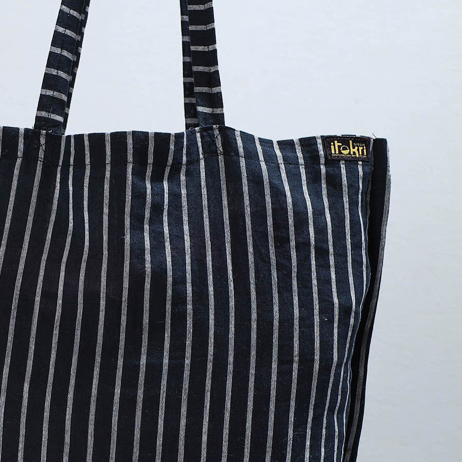 Black - Jhiri Pure Handloom Cotton Jhola Bag 01