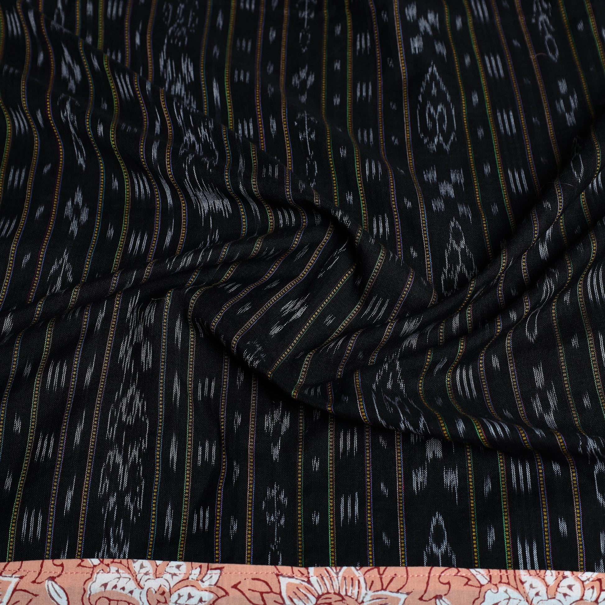 Black - Rangoli Cotton Sambalpuri Ikat Blouse Material 13