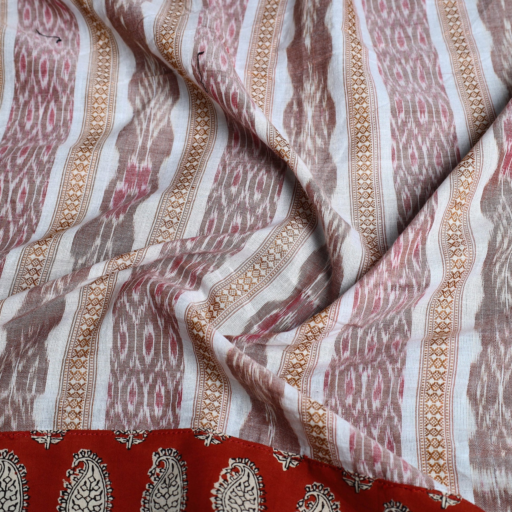 Brown - Rangoli Cotton Sambalpuri Ikat Blouse Material 02