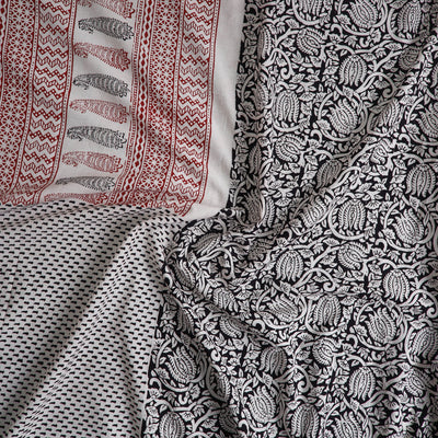 Black - Natural Dyed Cotton Bagh Print Kurta Material (2.2m) 13