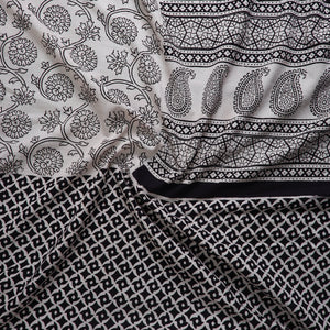 Black - Natural Dyed Cotton Bagh Print Kurta Material (2.2m) 14