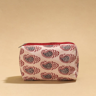 Beige - Handmade cotton Toiletry Pouch 09