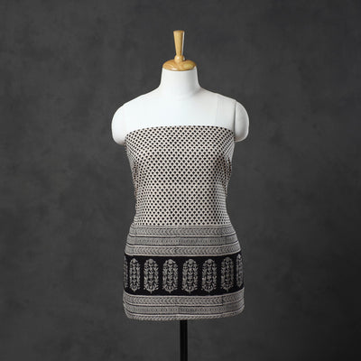 Black - Natural Dyed Cotton Bagh Print Kurta Material (2.2m) 30