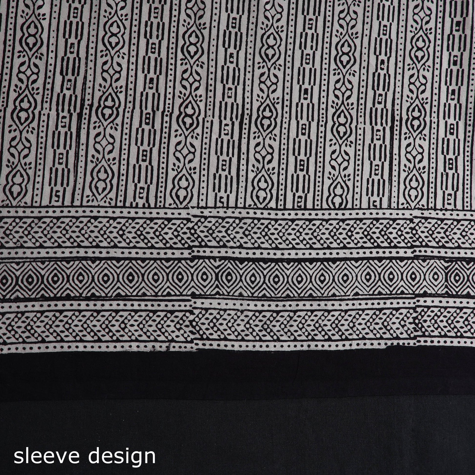 Black - Natural Dyed Cotton Bagh Print Kurta Material (2.2m) 30