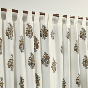 Brown - Sanganeri Block Printed Cotton Door Curtain (7 x 3.5 Feet) (Single Piece)