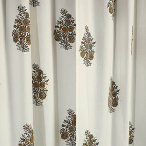 Brown - Sanganeri Block Printed Cotton Door Curtain (7 x 3.5 Feet) (Single Piece)