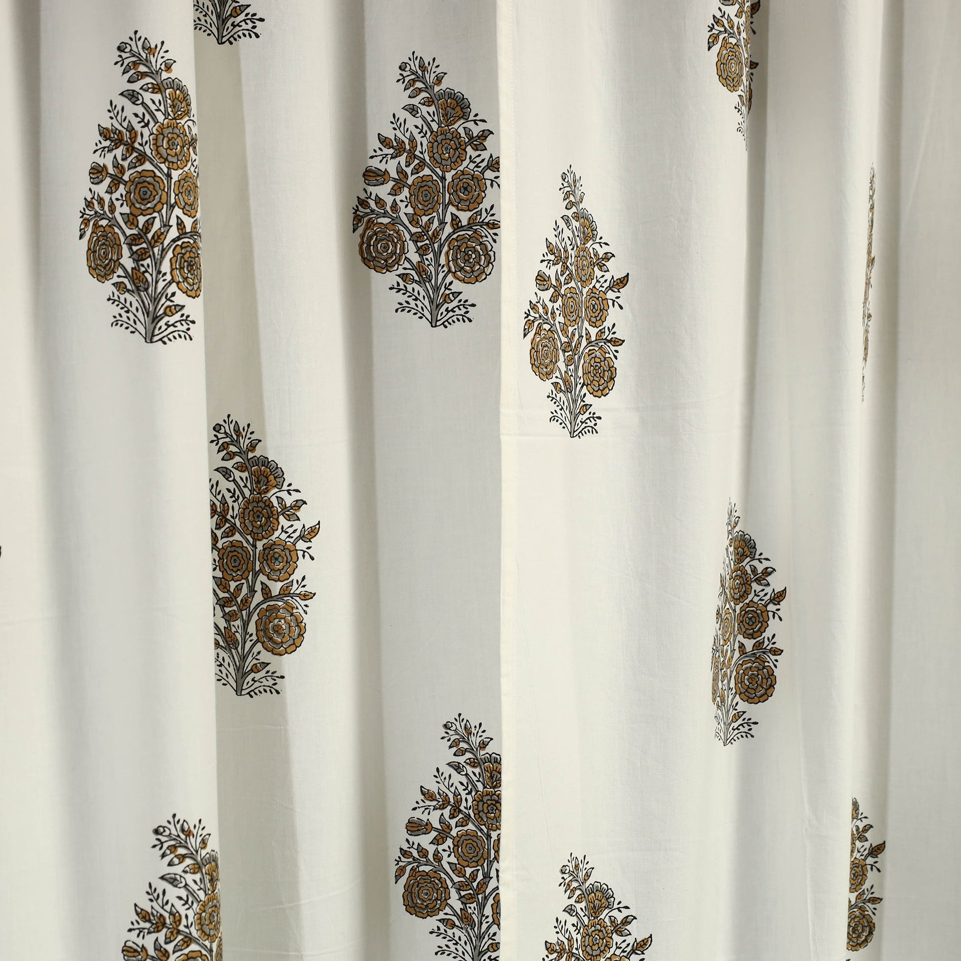 Brown - Sanganeri Block Printed Cotton Door Curtain (7 x 3.5 Feet) (Single Piece)