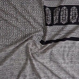 Black - Natural Dyed Cotton Bagh Print Kurta Material (2.2m) 30