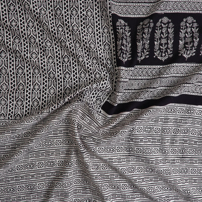 Black - Natural Dyed Cotton Bagh Print Kurta Material (2.2m) 30