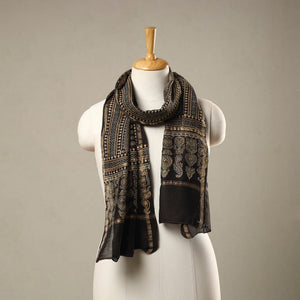 Brown - Handloom Chanderi Silk Block Printed Ajrakh Stole 15