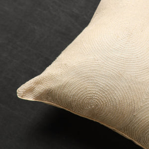 Beige - Tussar Silk Bengal Kantha Work Cushion Cover 16