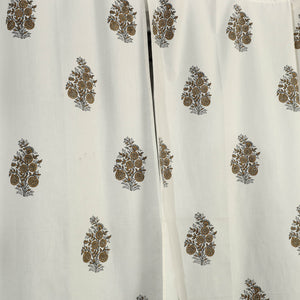 Brown - Sanganeri Block Printed Cotton Window Curtain (5 x 3.5 Feet) (Single Piece)