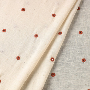 Beige - Organic Kala Cotton Handloom Mirror Work Fabric