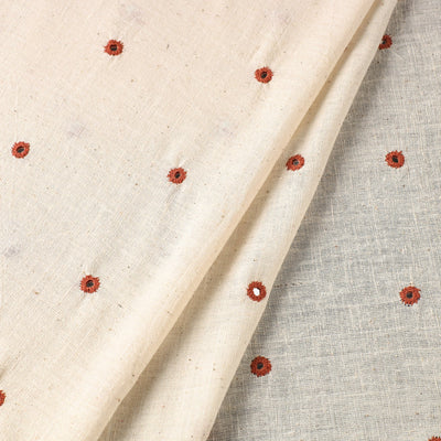 Beige - Organic Kala Cotton Handloom Mirror Work Fabric