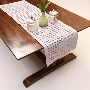 Brown - Applique Cut work Cotton Table Runner (42 x 13 in)