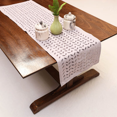 Brown - Applique Cut work Cotton Table Runner (42 x 13 in)