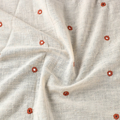Beige - Organic Kala Cotton Handloom Mirror Work Fabric