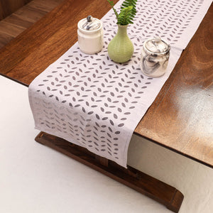 Brown - Applique Cut work Cotton Table Runner (42 x 13 in)