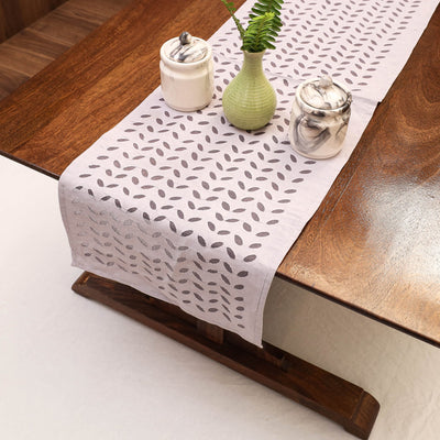 Brown - Applique Cut work Cotton Table Runner (42 x 13 in)