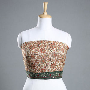 Beige - Zardozi Hand Embroidered Kalamkari Cotton Blouse Piece