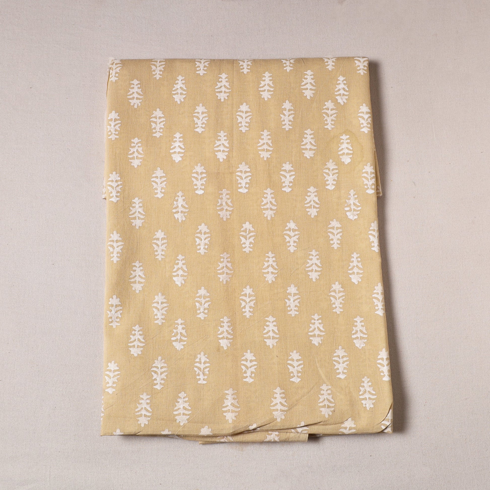 Beige - Sanganeri Block Printed Cotton Precut Fabric (1.8 meter) 57