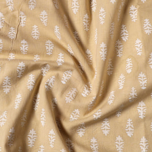 Beige - Sanganeri Block Printed Cotton Precut Fabric (1.8 meter) 57
