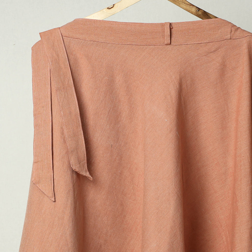 Brown - Plain Handloom Jhiri Cotton Wrap Around Skirt