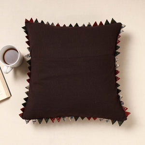 Brown - Kala Raksha Tagai Work Cotton Cushion Cover (16 x 16 in)