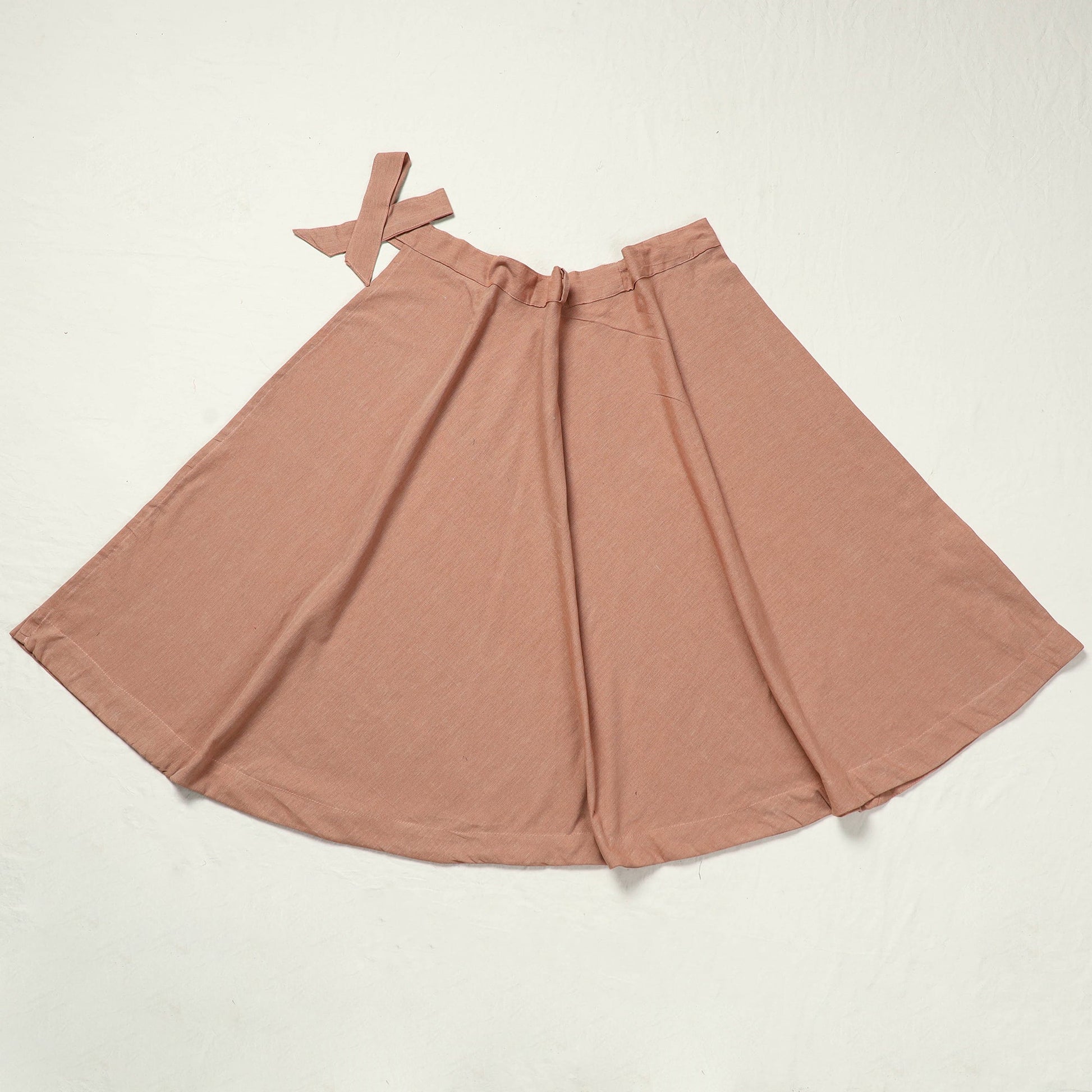 Brown - Plain Handloom Jhiri Cotton Wrap Around Skirt