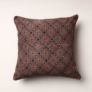 Brown - Ajrakh Block Printed Cotton Cushion Cover (16 x 16 in)