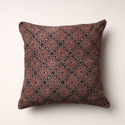 Brown - Ajrakh Block Printed Cotton Cushion Cover (16 x 16 in)