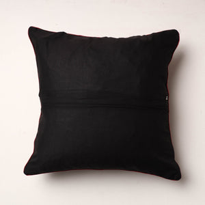 Black - Ajrakh Block Printed Cotton Cushion Cover (16 x 16 in)