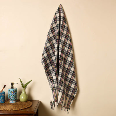 Black - Handloom Fine Cotton Gamcha Bath Towel 07