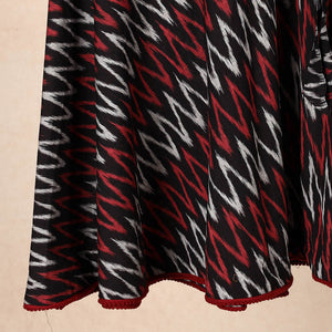 Black - Wrap Around Cotton Pochampally Ikat Skirt