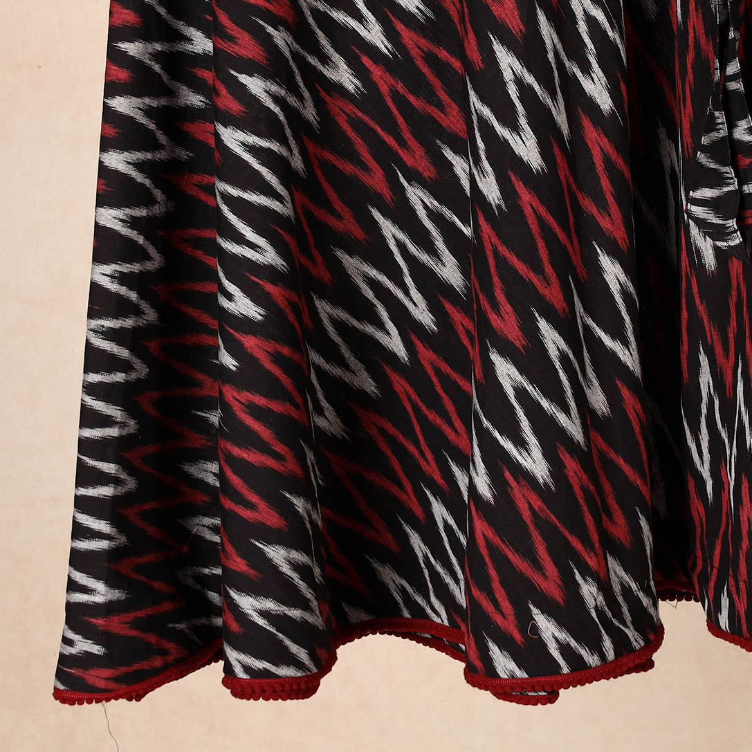 Black - Wrap Around Cotton Pochampally Ikat Skirt