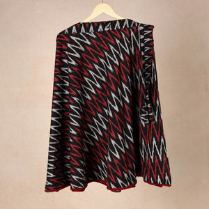Black - Wrap Around Cotton Pochampally Ikat Skirt